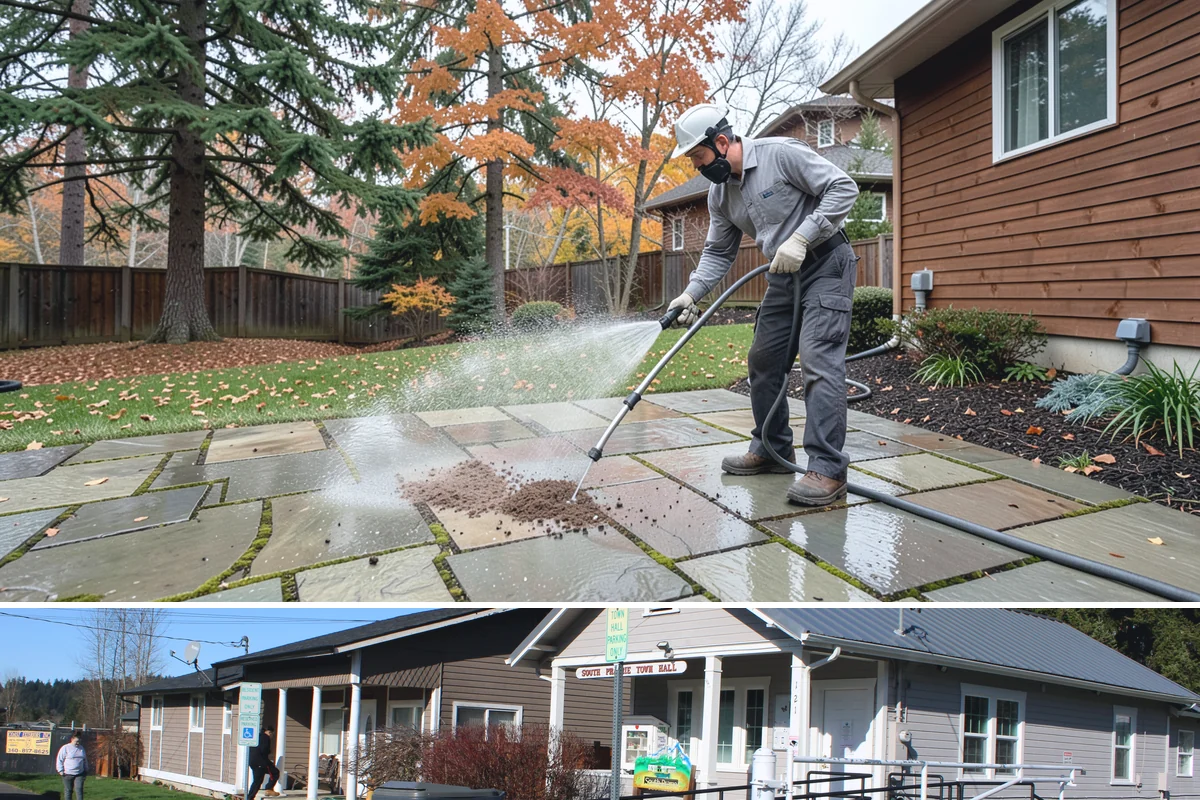 Siding Soft Wash in South Prairie, Pierce County, WA - Spring and fall are prime, clearing algae after winter and again before the next wet season settles in.