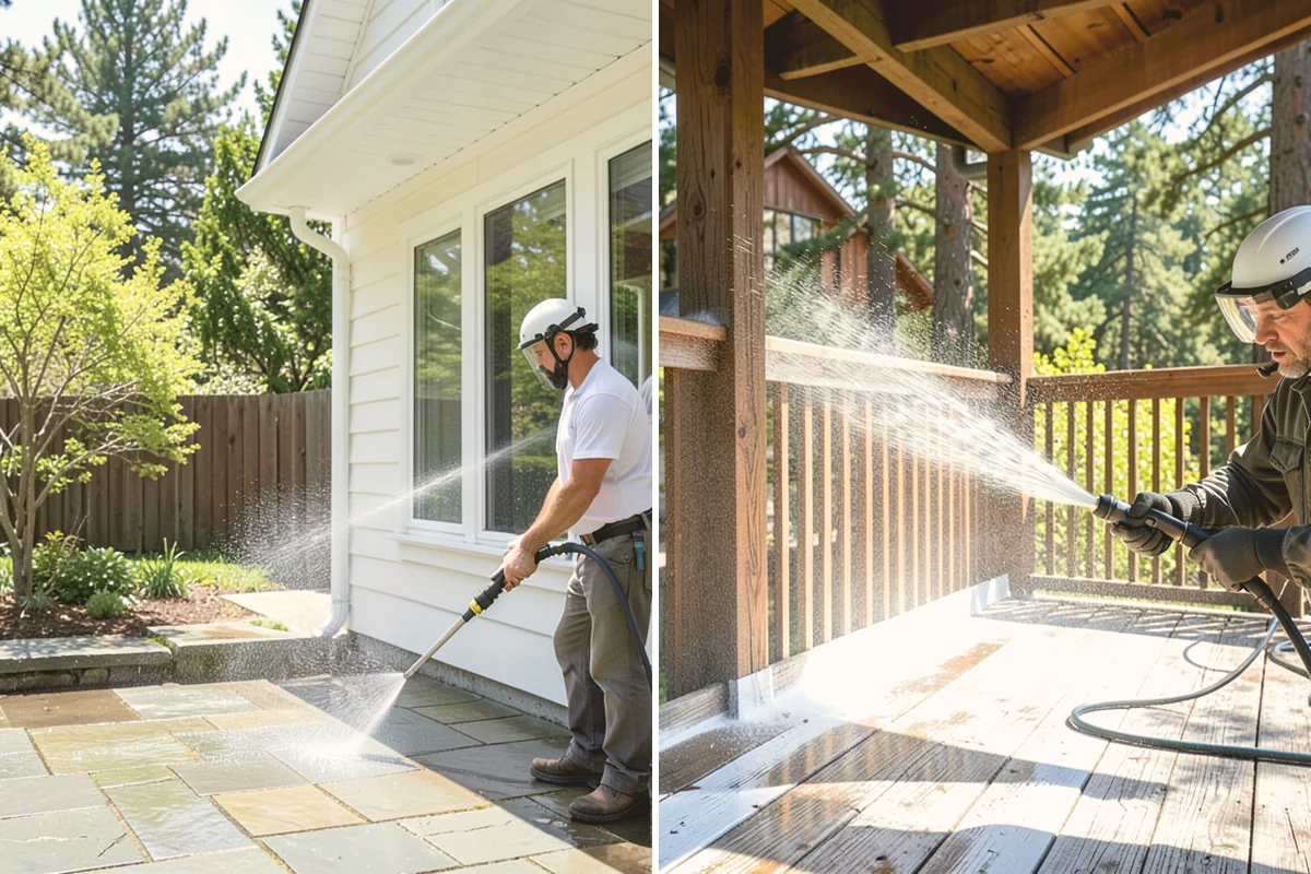 Siding Soft Wash in Stanwood, Snohomish County, WA - Inspect the siding and note algae-heavy elevations