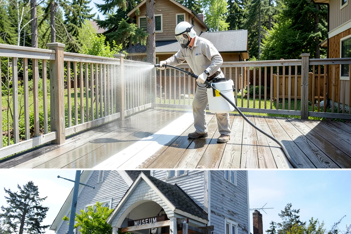 Siding Soft Wash in Steilacoom, Pierce County, WA - Spring and fall are prime, clearing algae after winter and again before the next wet season settles in.