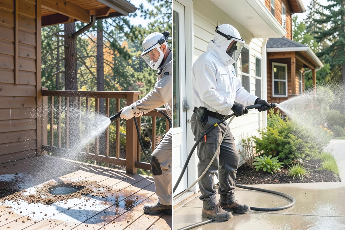 Siding Soft Wash in Sumner, Pierce County, WA - Inspect the siding and note algae-heavy elevations