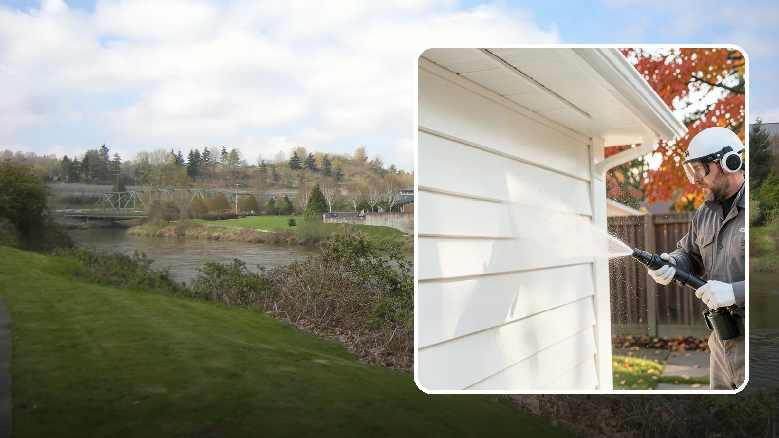 Siding Soft Wash in Tukwila, King County, WA - Siding soft wash gently cleans your home's exterior walls with low pressure and cleaning solutions that lift algae without damage.
