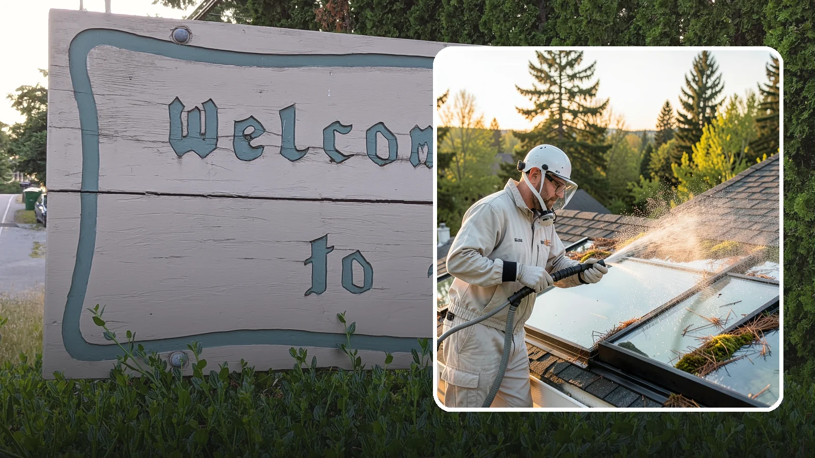Skylight Cleaning in Brier, Snohomish County, WA - Cleaning of skylights coated in the moss, needles, and organic film that settle on our low-slope roof glass.