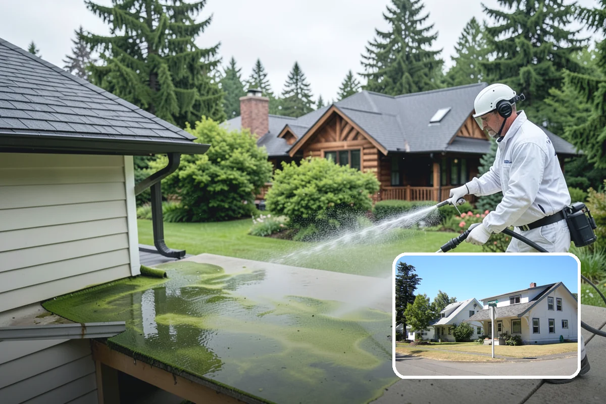 Skylight Cleaning in DuPont, Pierce County, WA - Clears moss, needles, and green film from the glass