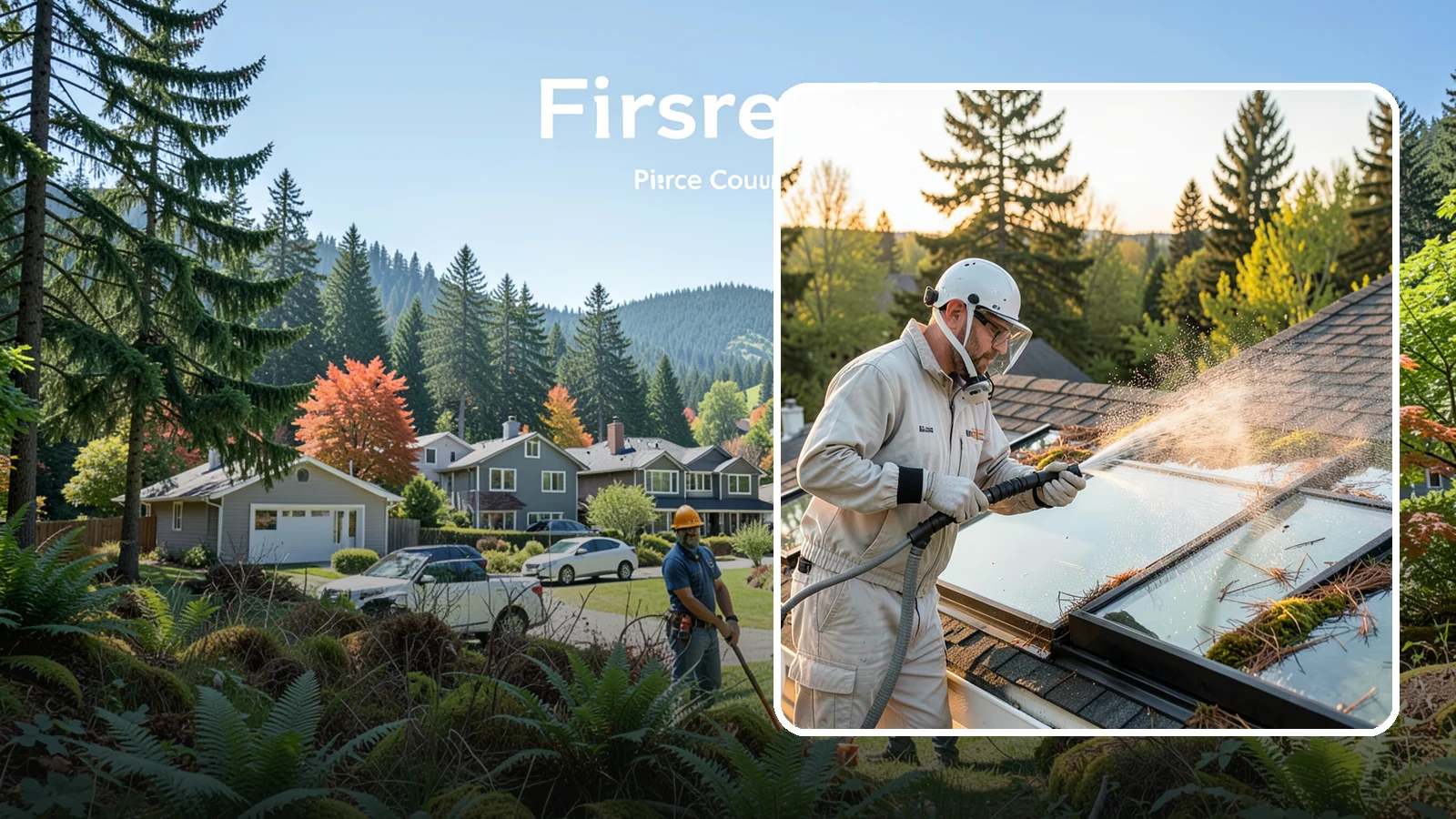 Skylight Cleaning in Fircrest, Pierce County, WA - Cleaning of skylights coated in the moss, needles, and organic film that settle on our low-slope roof glass.