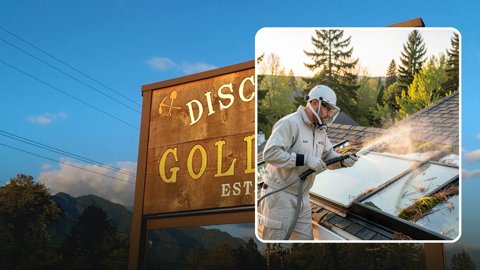 Skylight Cleaning in Gold Bar, Snohomish County, WA - Cleaning of skylights coated in the moss, needles, and organic film that settle on our low-slope roof glass.