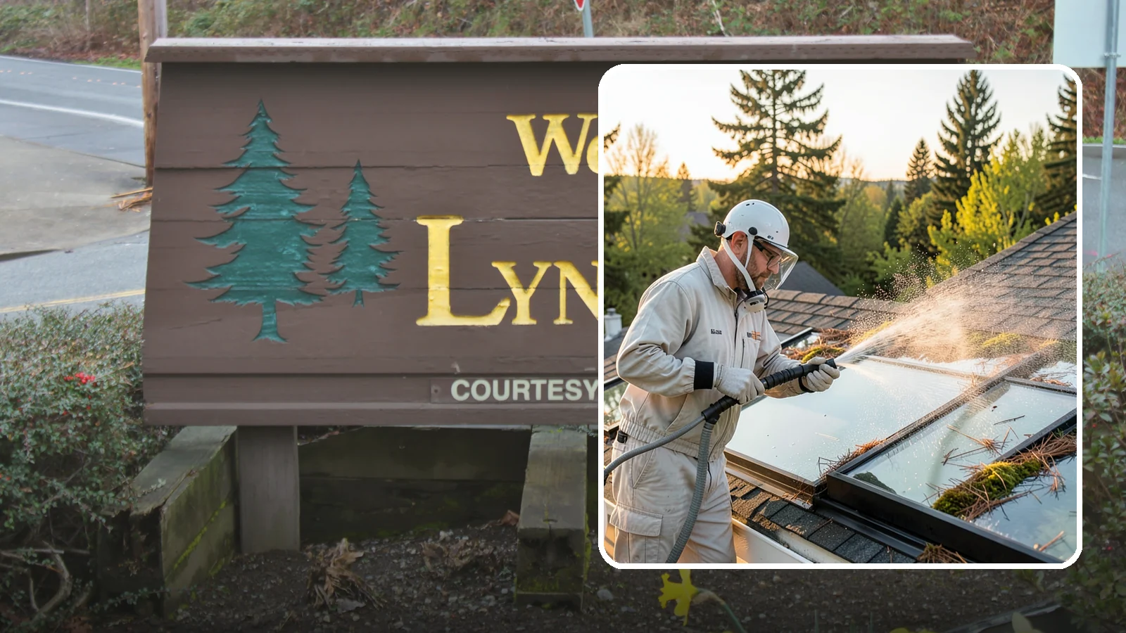 Skylight Cleaning in Lynnwood, Snohomish County, WA - Cleaning of skylights coated in the moss, needles, and organic film that settle on our low-slope roof glass.