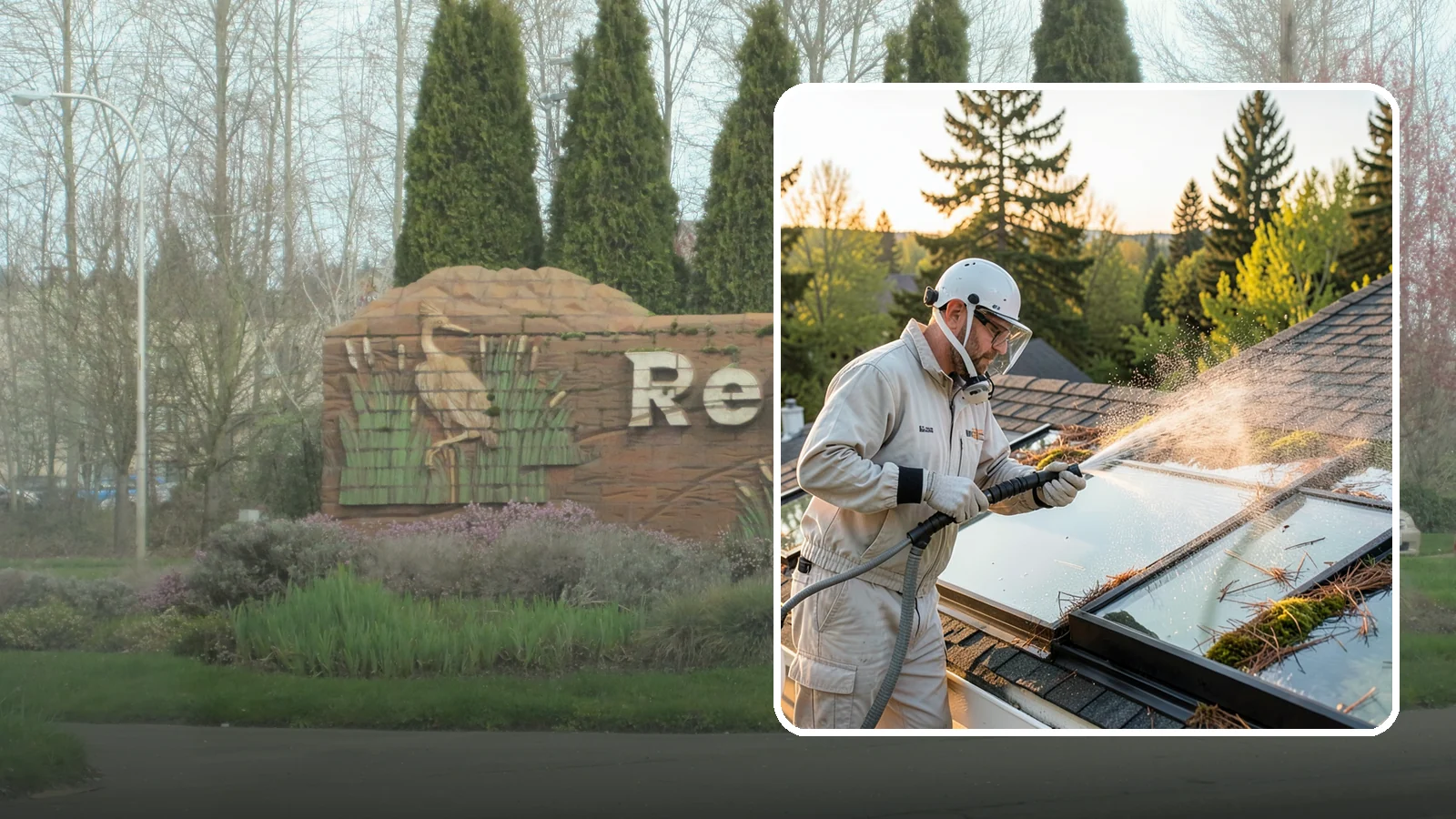 Skylight Cleaning in Renton, King County, WA - Cleaning of skylights coated in the moss, needles, and organic film that settle on our low-slope roof glass.