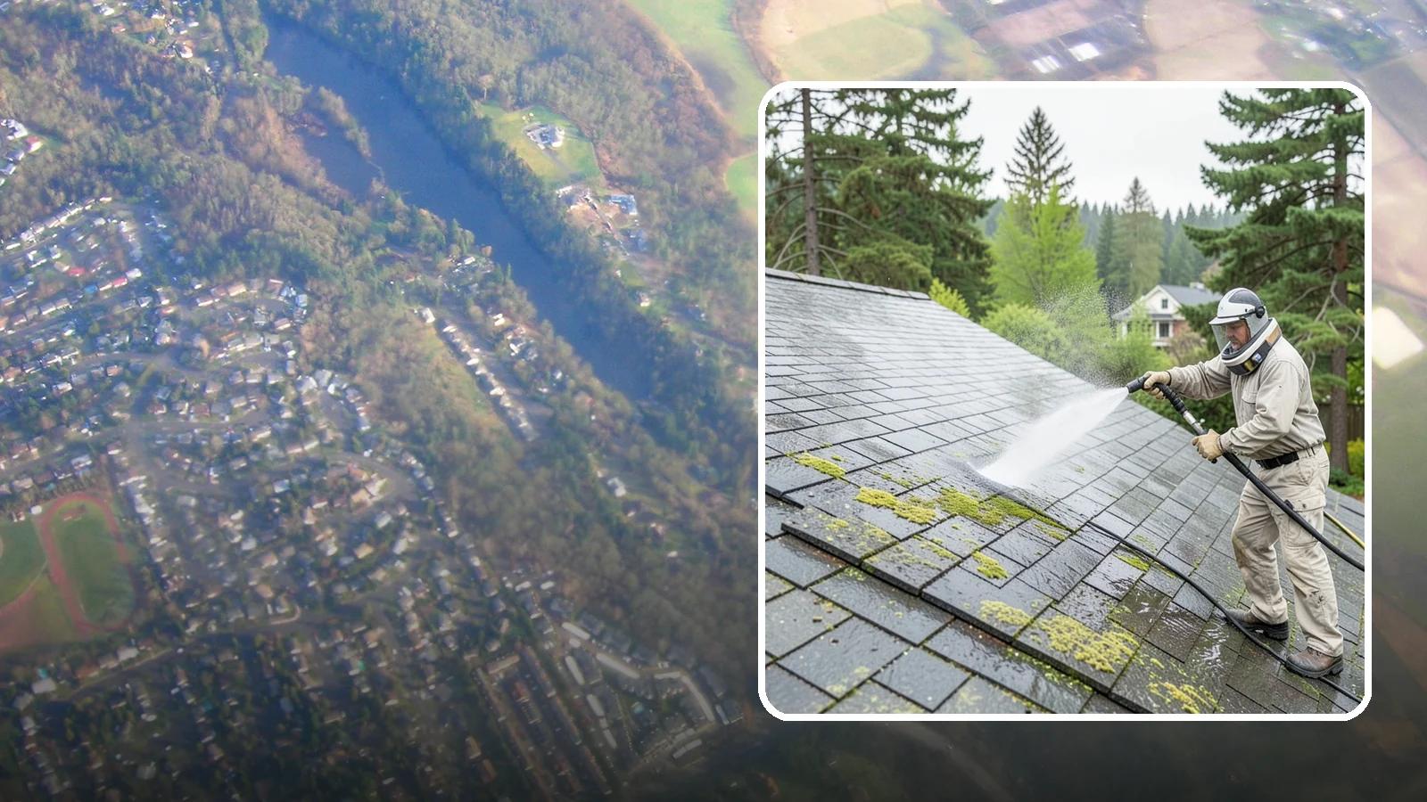 Slate Roof Cleaning in Algona, King County, WA - Meticulous cleaning of natural slate roofs that removes lichen and algae without damaging the stone or fasteners.