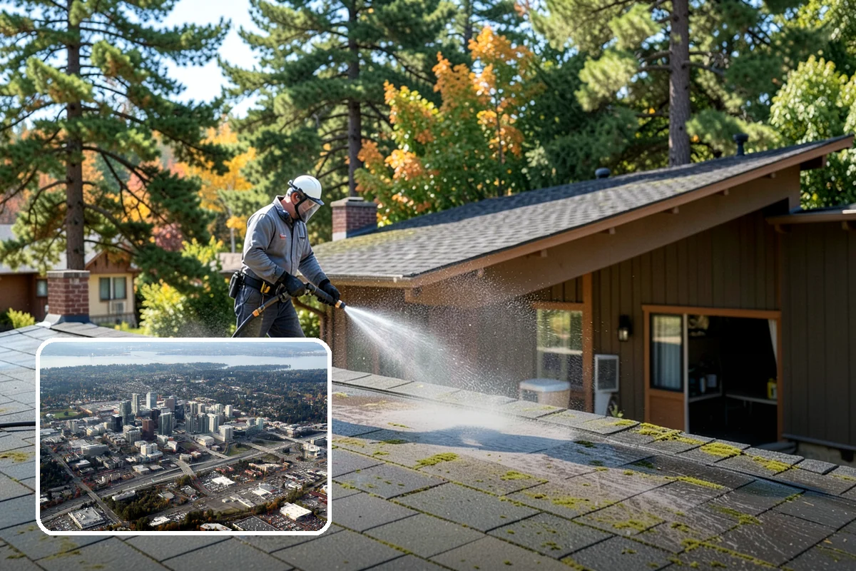 Slate Roof Cleaning in Bellevue, King County, WA - Removes lichen and algae without chipping or cracking slate