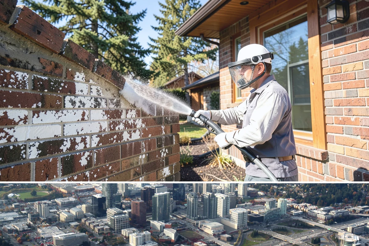 Slate Roof Cleaning in Bellevue, King County, WA - Dry summer conditions provide the stable, low-risk footing needed for safe slate cleaning.