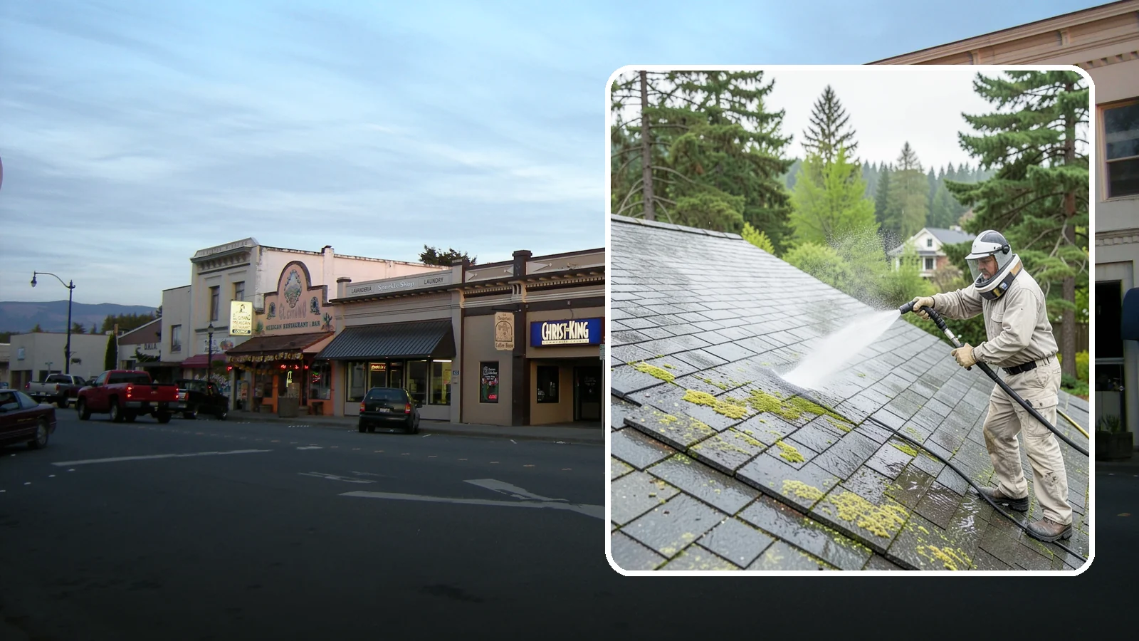 Slate Roof Cleaning in Burlington, Skagit County, WA - Meticulous cleaning of natural slate roofs that removes lichen and algae without damaging the stone or fasteners.