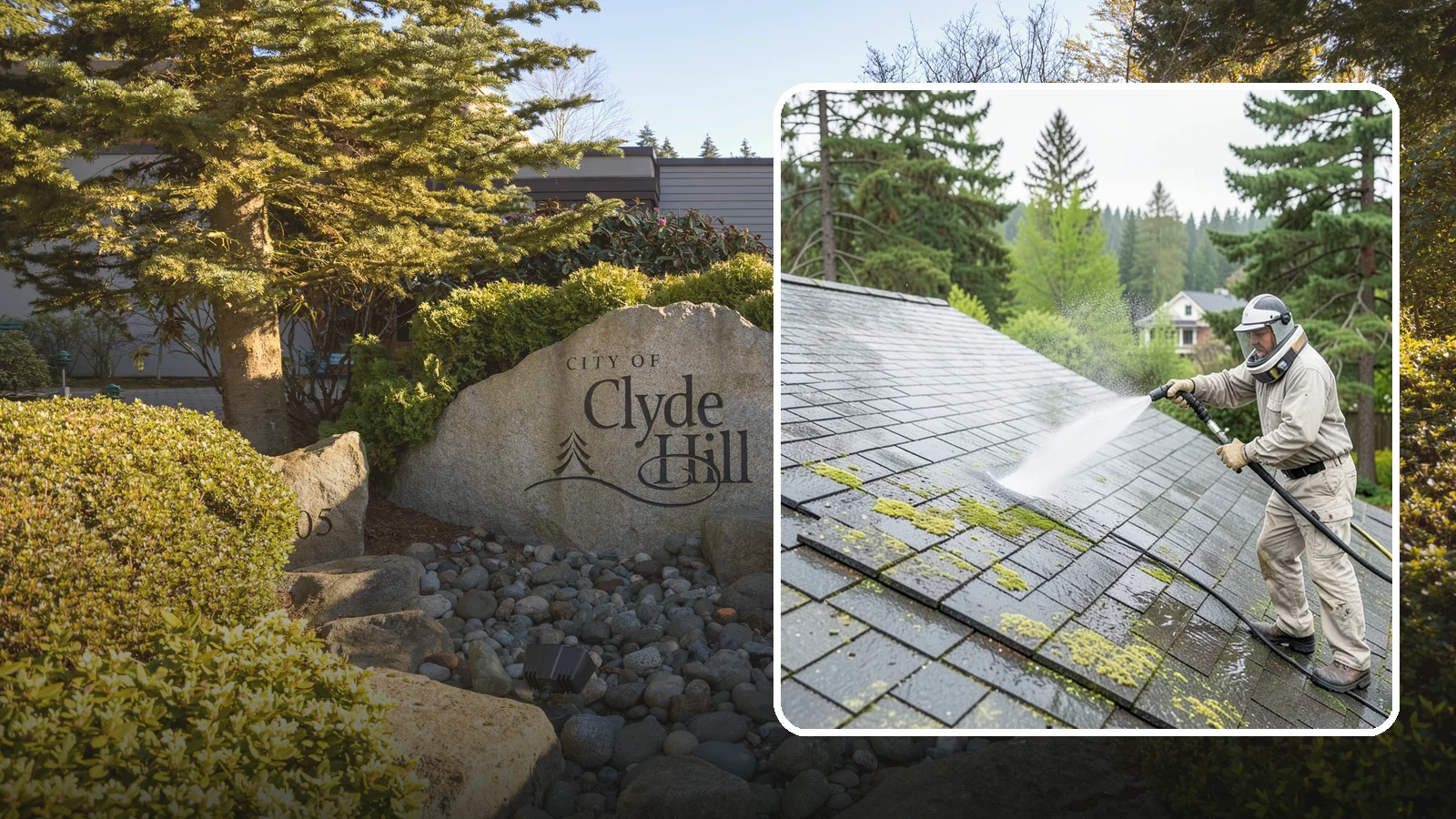 Slate Roof Cleaning in Clyde Hill, King County, WA - Meticulous cleaning of natural slate roofs that removes lichen and algae without damaging the stone or fasteners.