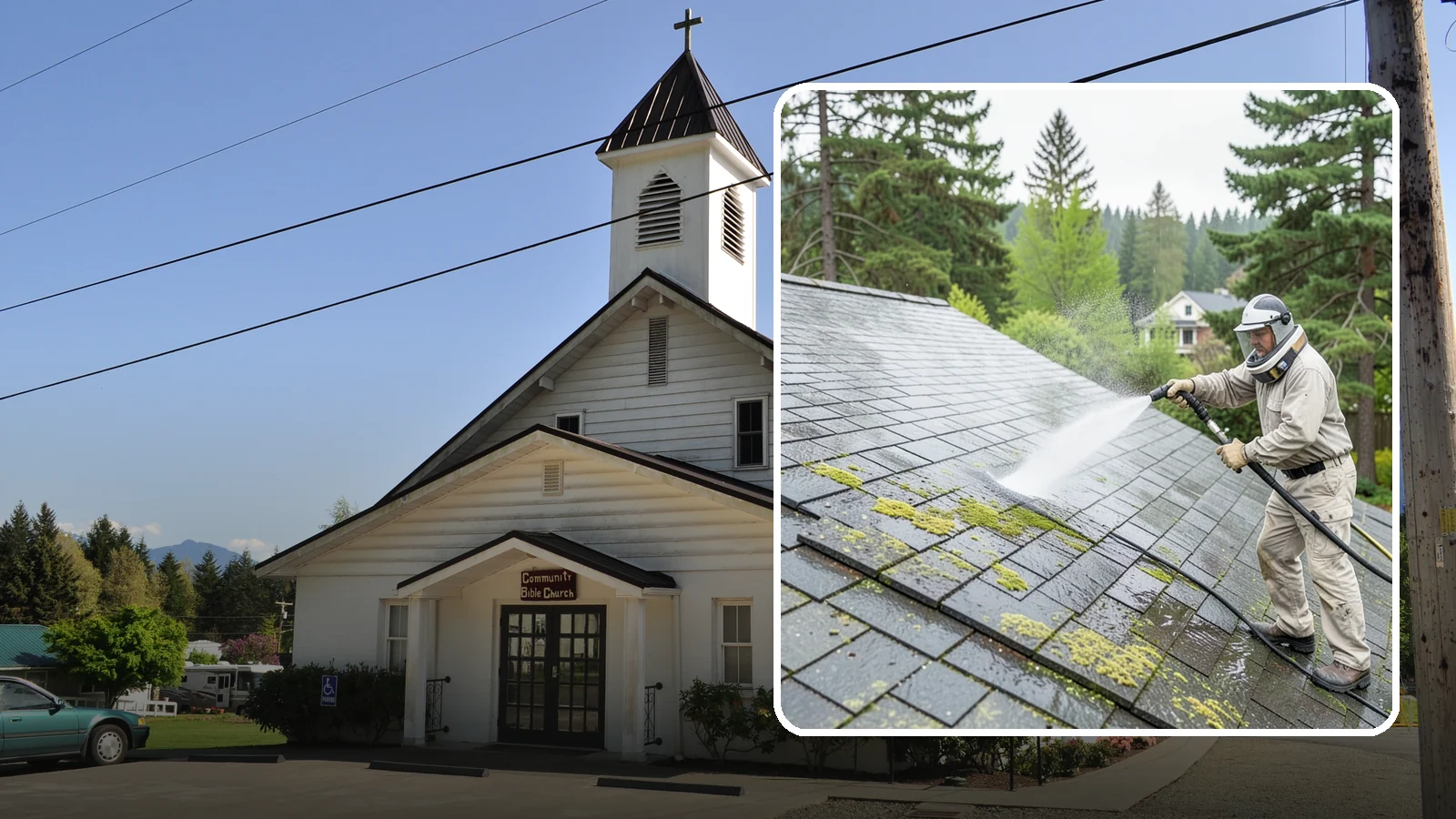 Slate Roof Cleaning in Concrete, Skagit County, WA - Meticulous cleaning of natural slate roofs that removes lichen and algae without damaging the stone or fasteners.