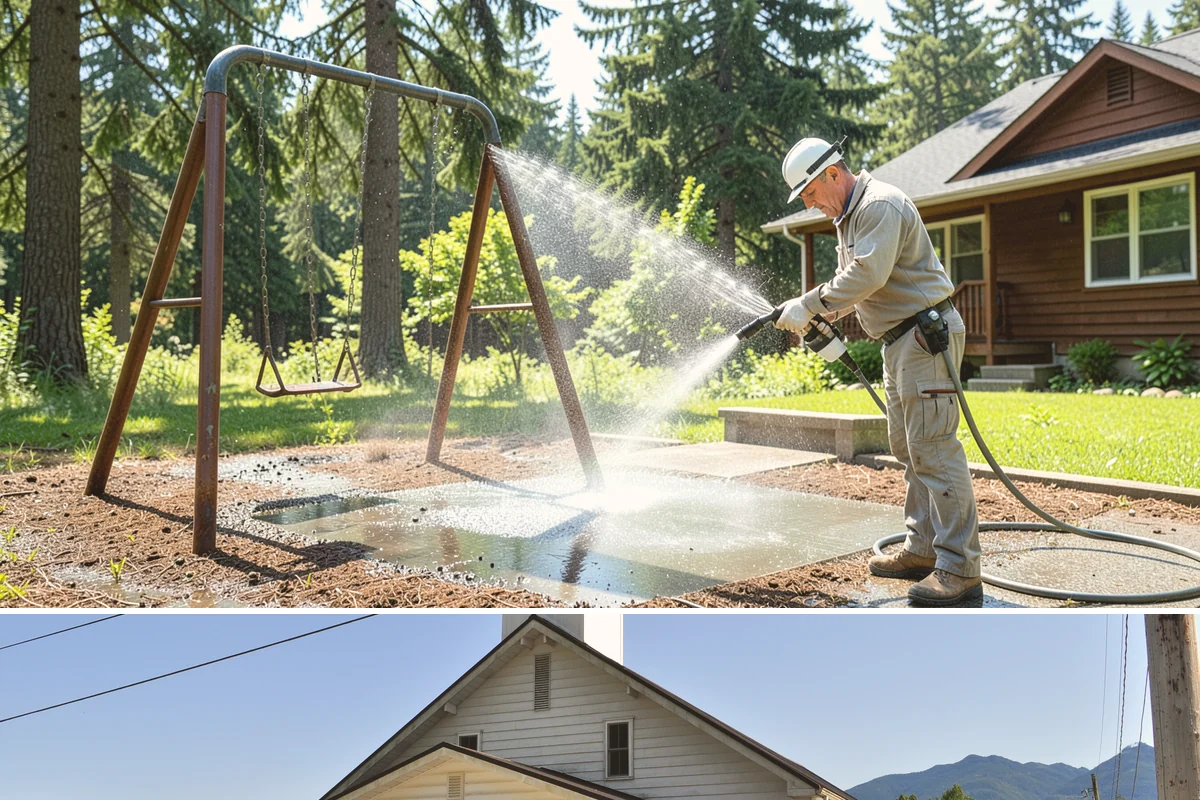 Slate Roof Cleaning in Concrete, Skagit County, WA - Dry summer conditions provide the stable, low-risk footing needed for safe slate cleaning.