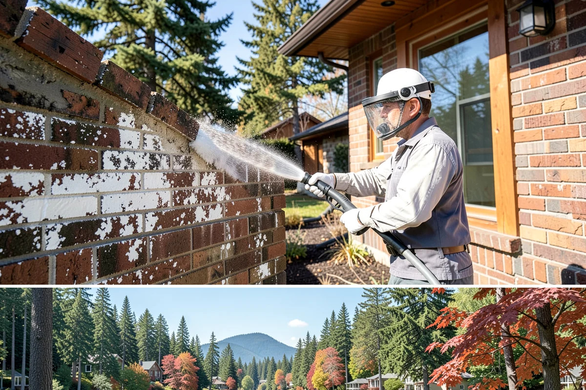 Slate Roof Cleaning in Covington, King County, WA - Dry summer conditions provide the stable, low-risk footing needed for safe slate cleaning.
