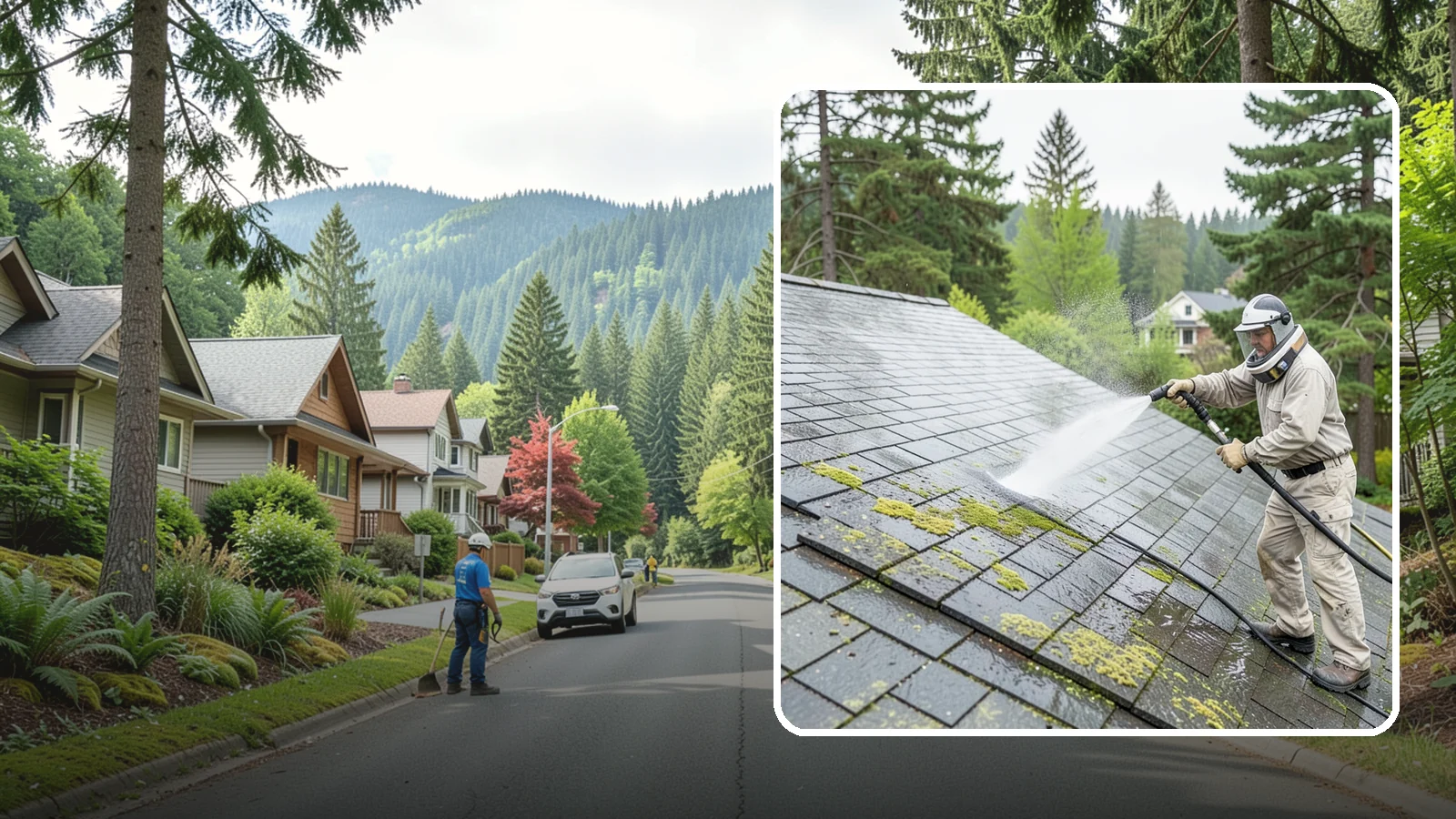 Slate Roof Cleaning in Darrington, Snohomish County, WA - Meticulous cleaning of natural slate roofs that removes lichen and algae without damaging the stone or fasteners.