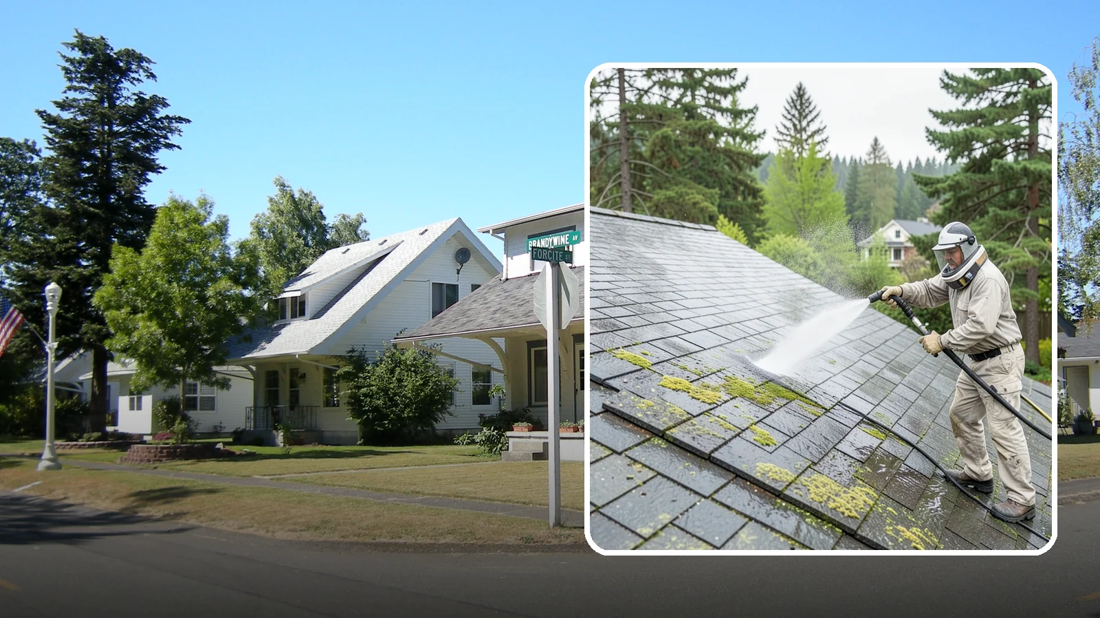 Slate Roof Cleaning in DuPont, Pierce County, WA - Meticulous cleaning of natural slate roofs that removes lichen and algae without damaging the stone or fasteners.