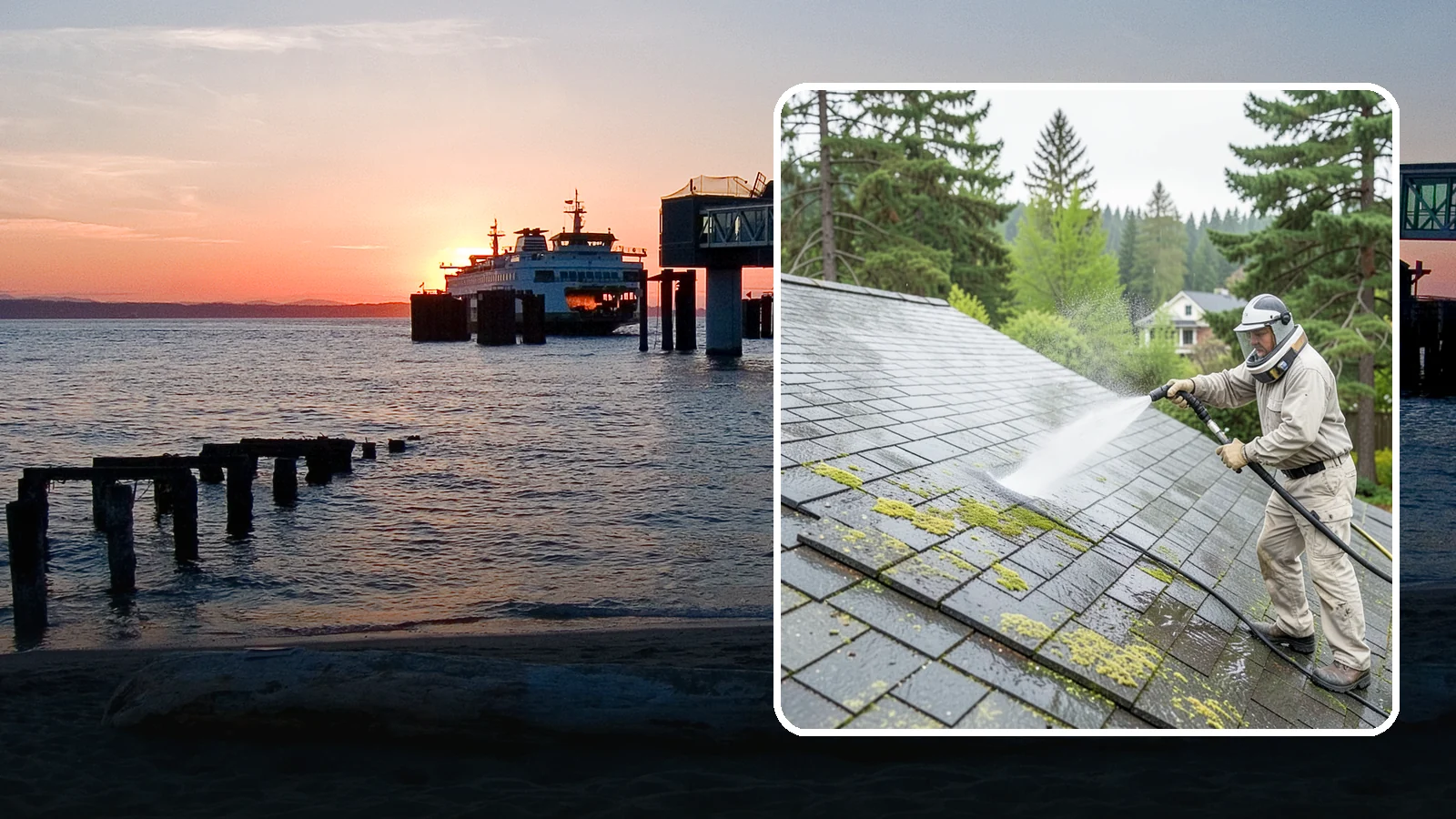 Slate Roof Cleaning in Edmonds, Snohomish County, WA - Meticulous cleaning of natural slate roofs that removes lichen and algae without damaging the stone or fasteners.