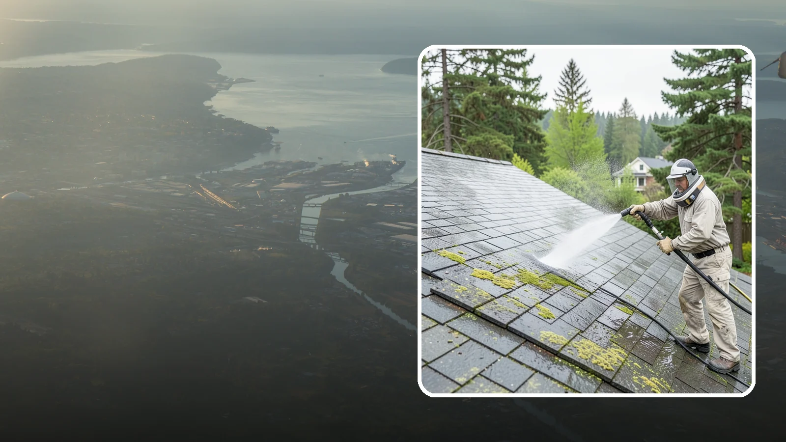Slate Roof Cleaning in Fife, Pierce County, WA - Meticulous cleaning of natural slate roofs that removes lichen and algae without damaging the stone or fasteners.