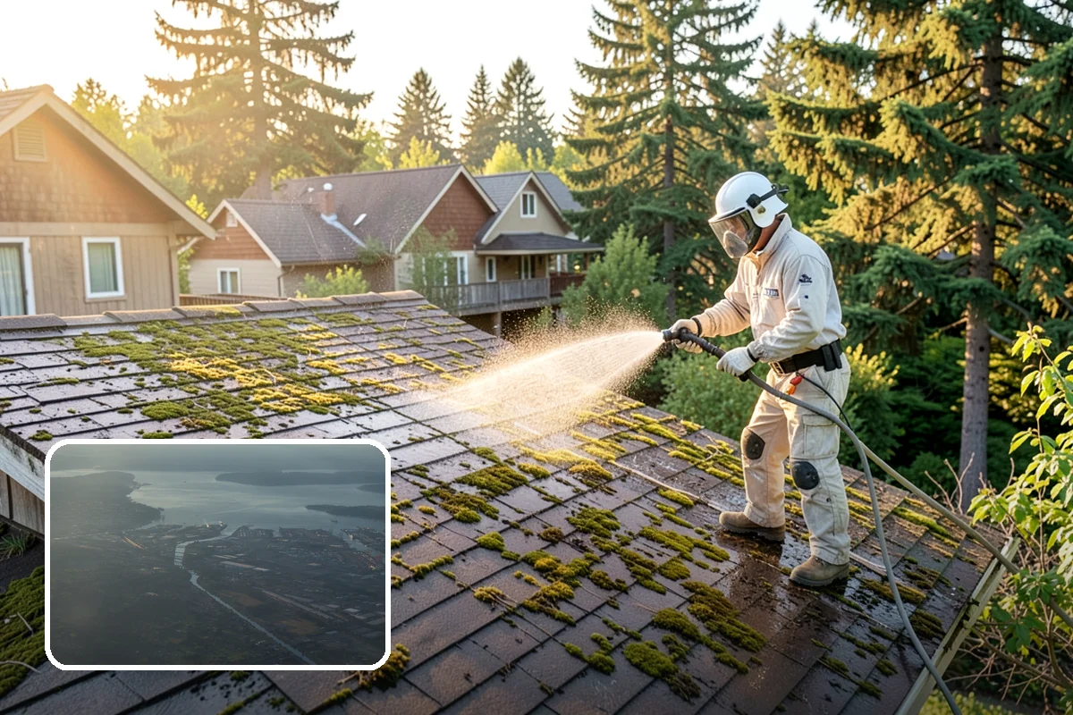 Slate Roof Cleaning in Fife, Pierce County, WA - Removes lichen and algae without chipping or cracking slate