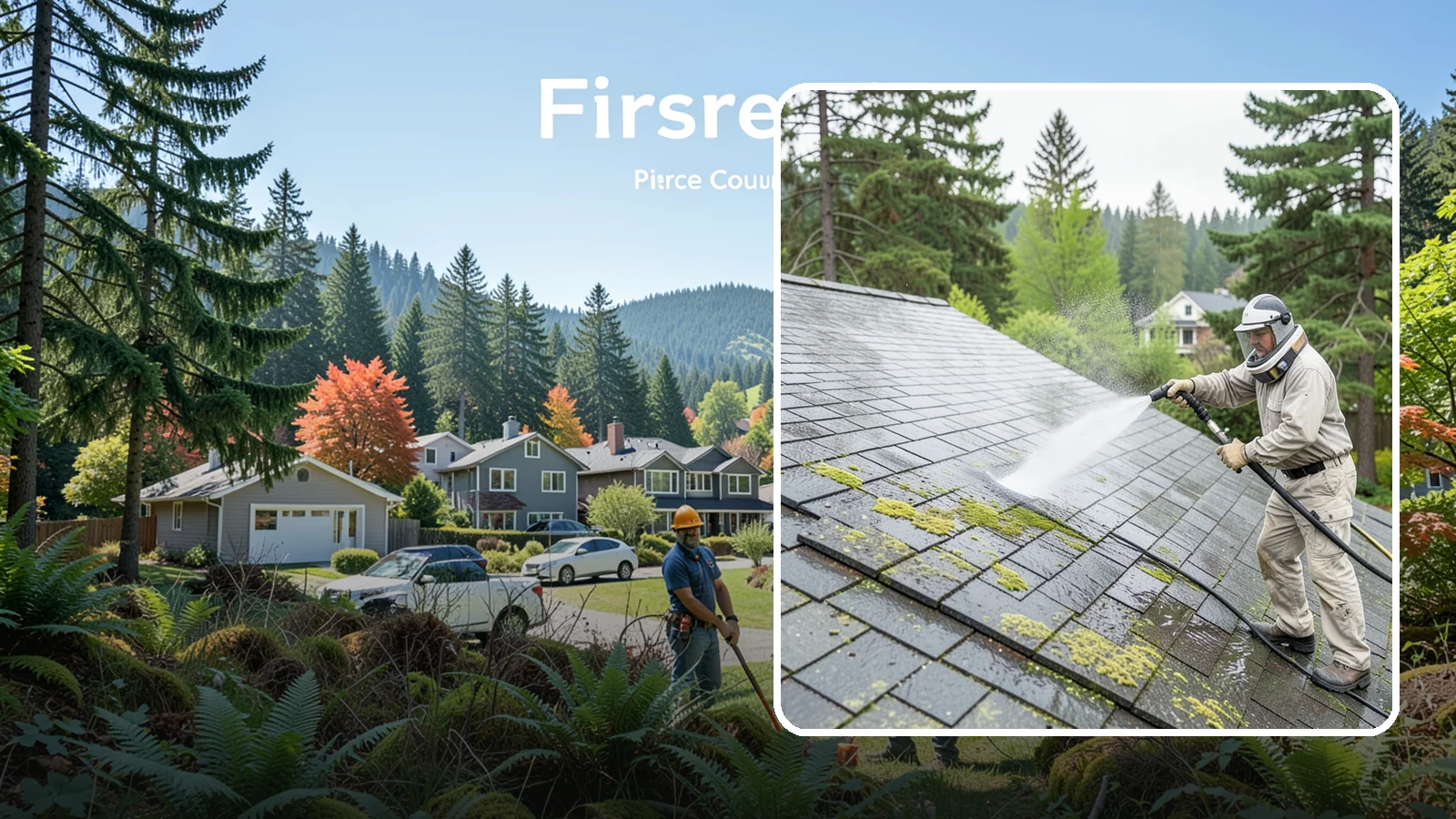 Slate Roof Cleaning in Fircrest, Pierce County, WA - Meticulous cleaning of natural slate roofs that removes lichen and algae without damaging the stone or fasteners.