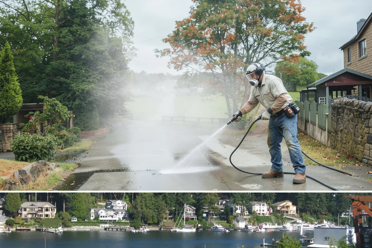 Slate Roof Cleaning in Gig Harbor, Pierce County, WA - Dry summer conditions provide the stable, low-risk footing needed for safe slate cleaning.