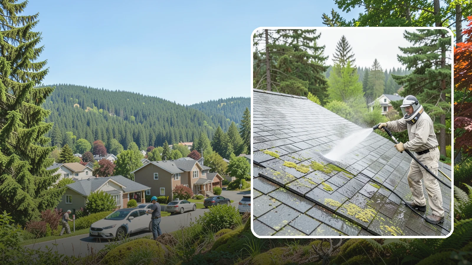 Slate Roof Cleaning in Index, Snohomish County, WA - Meticulous cleaning of natural slate roofs that removes lichen and algae without damaging the stone or fasteners.
