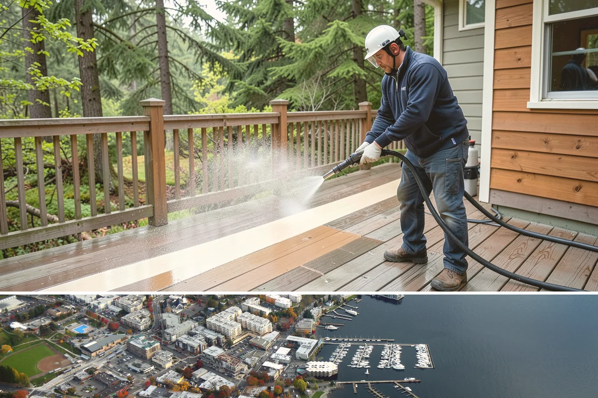 Slate Roof Cleaning in Kirkland, King County, WA - Dry summer conditions provide the stable, low-risk footing needed for safe slate cleaning.