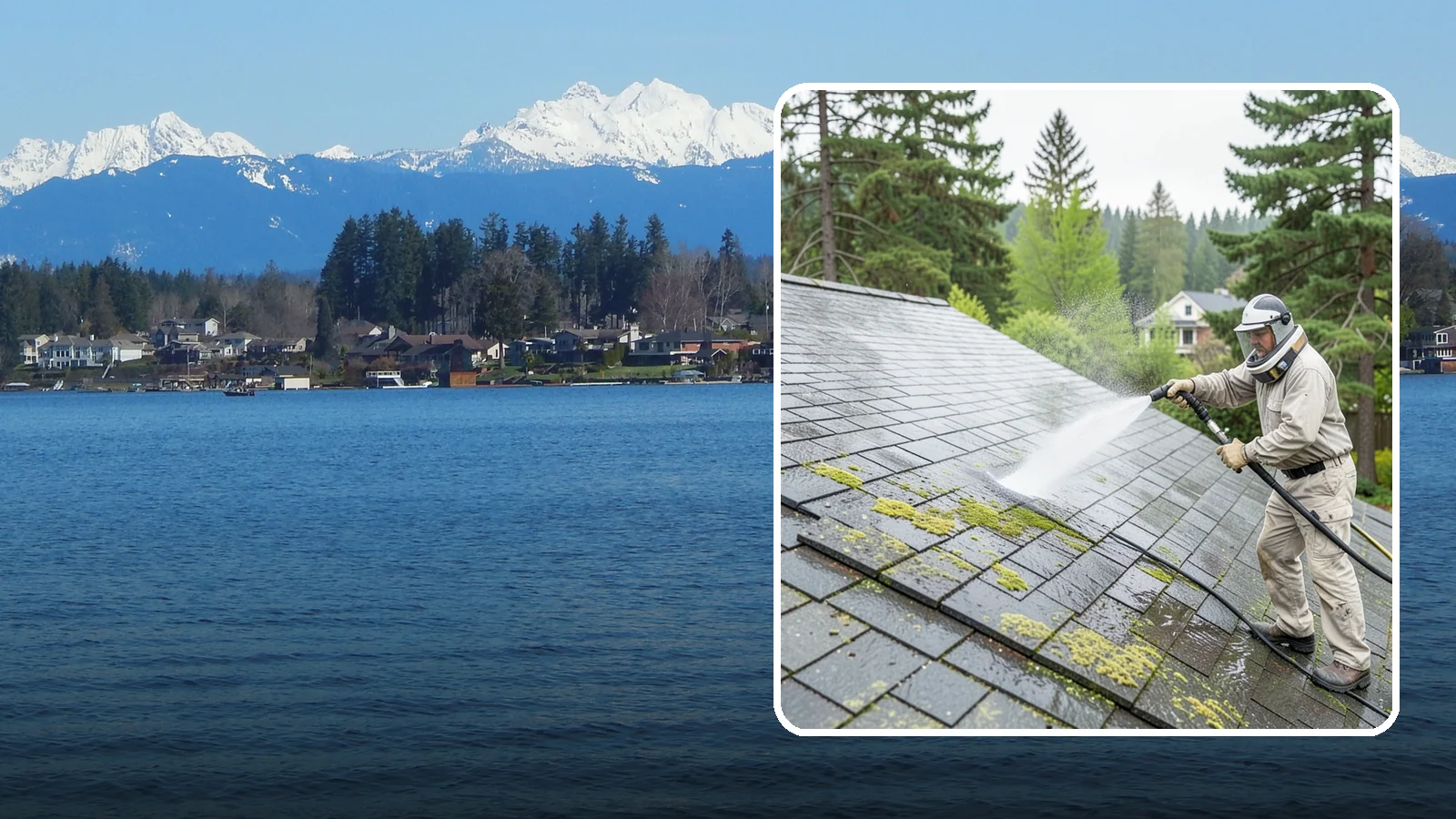 Slate Roof Cleaning in Lake Stevens, Snohomish County, WA - Meticulous cleaning of natural slate roofs that removes lichen and algae without damaging the stone or fasteners.