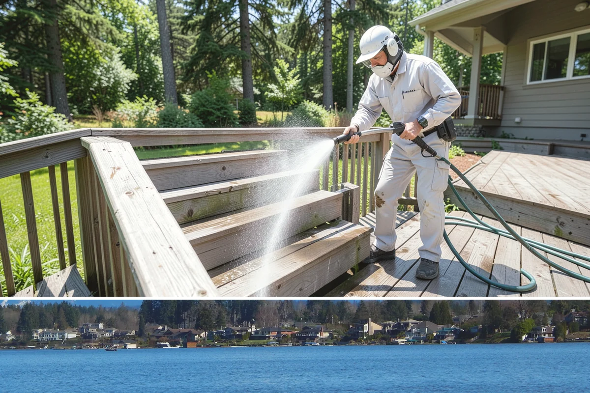 Slate Roof Cleaning in Lake Stevens, Snohomish County, WA - Dry summer conditions provide the stable, low-risk footing needed for safe slate cleaning.