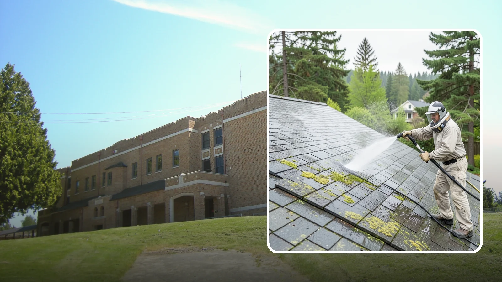 Slate Roof Cleaning in Maple Valley, King County, WA - Meticulous cleaning of natural slate roofs that removes lichen and algae without damaging the stone or fasteners.