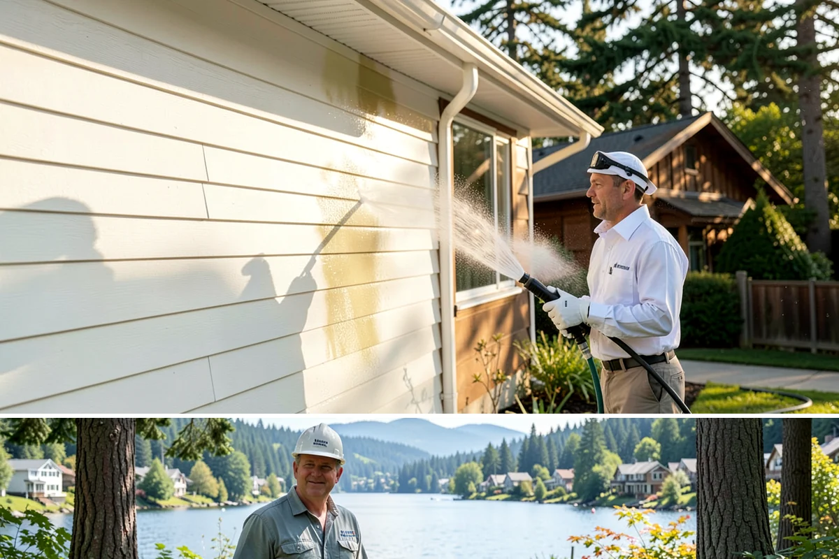 Slate Roof Cleaning in Milton, King County, WA - Dry summer conditions provide the stable, low-risk footing needed for safe slate cleaning.
