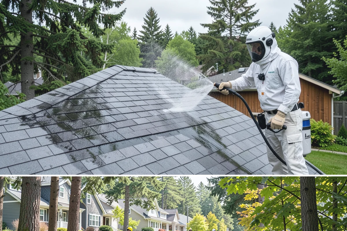 Slate Roof Cleaning in Normandy Park, King County, WA - Dry summer conditions provide the stable, low-risk footing needed for safe slate cleaning.