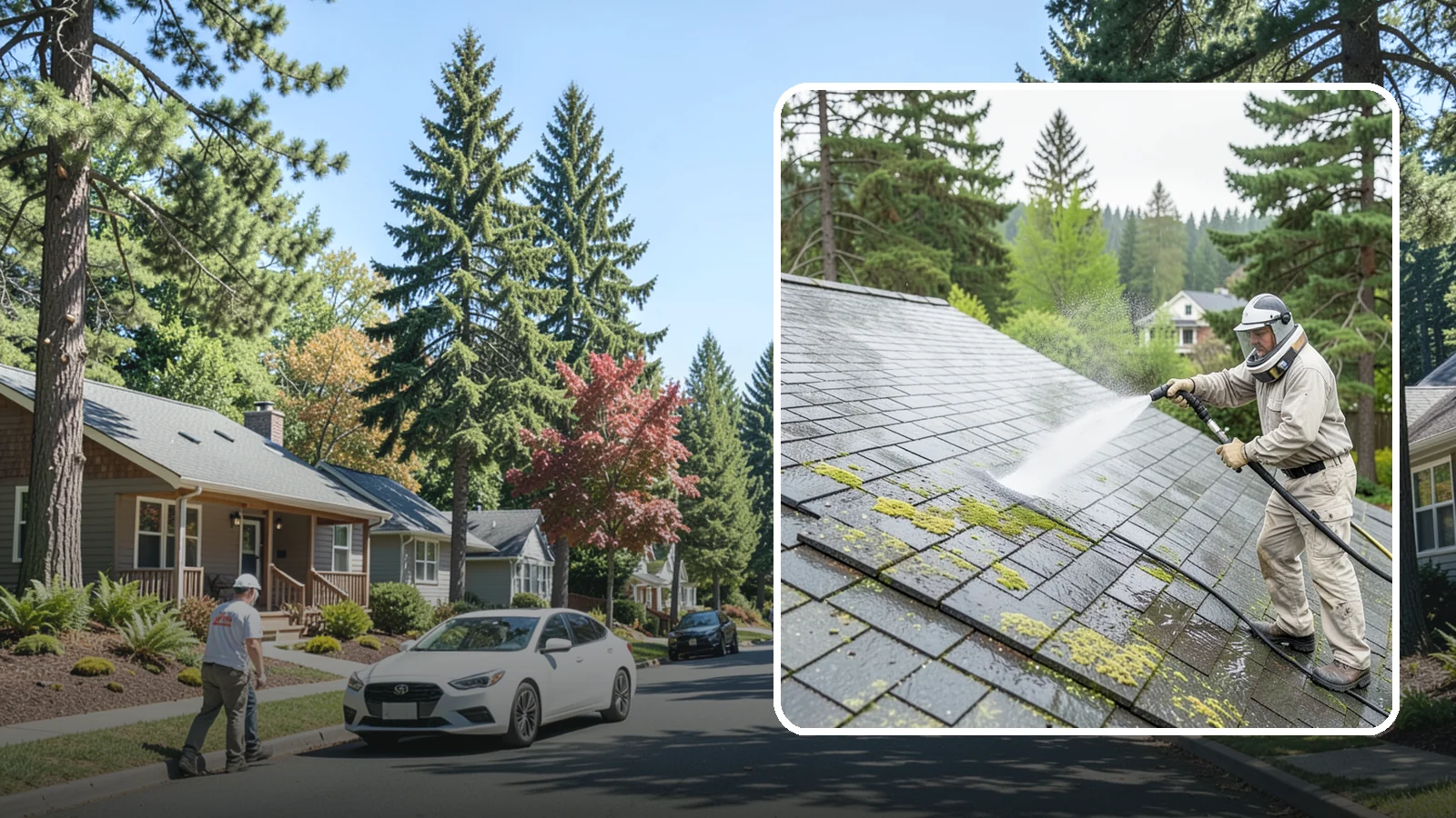 Slate Roof Cleaning in Orting, Pierce County, WA - Meticulous cleaning of natural slate roofs that removes lichen and algae without damaging the stone or fasteners.