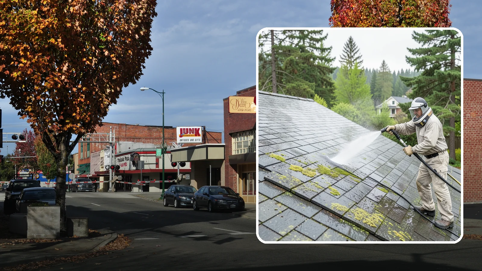 Slate Roof Cleaning in Puyallup, Pierce County, WA - Meticulous cleaning of natural slate roofs that removes lichen and algae without damaging the stone or fasteners.