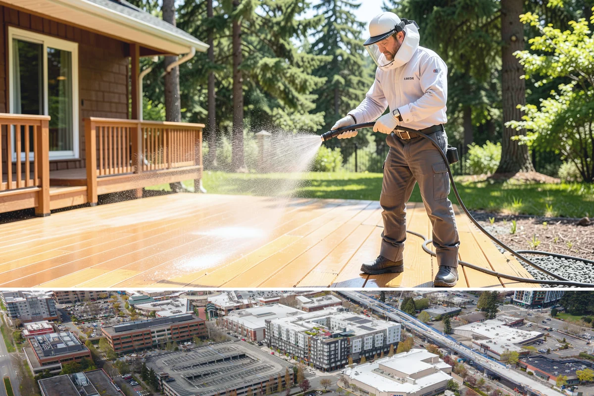 Slate Roof Cleaning in Redmond, King County, WA - Dry summer conditions provide the stable, low-risk footing needed for safe slate cleaning.