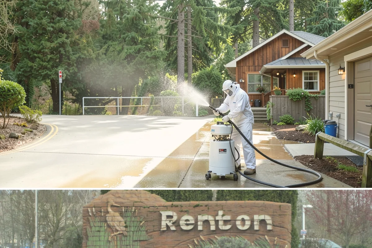 Slate Roof Cleaning in Renton, King County, WA - Dry summer conditions provide the stable, low-risk footing needed for safe slate cleaning.