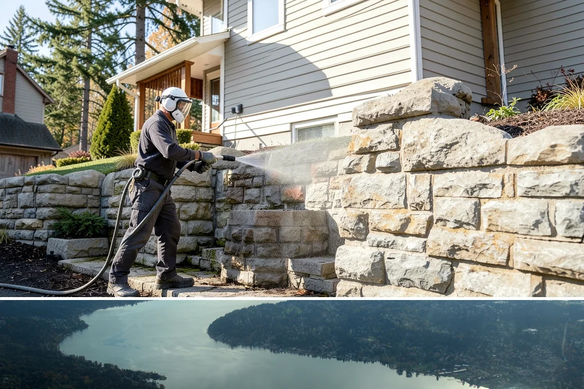 Slate Roof Cleaning in Sammamish, King County, WA - Dry summer conditions provide the stable, low-risk footing needed for safe slate cleaning.