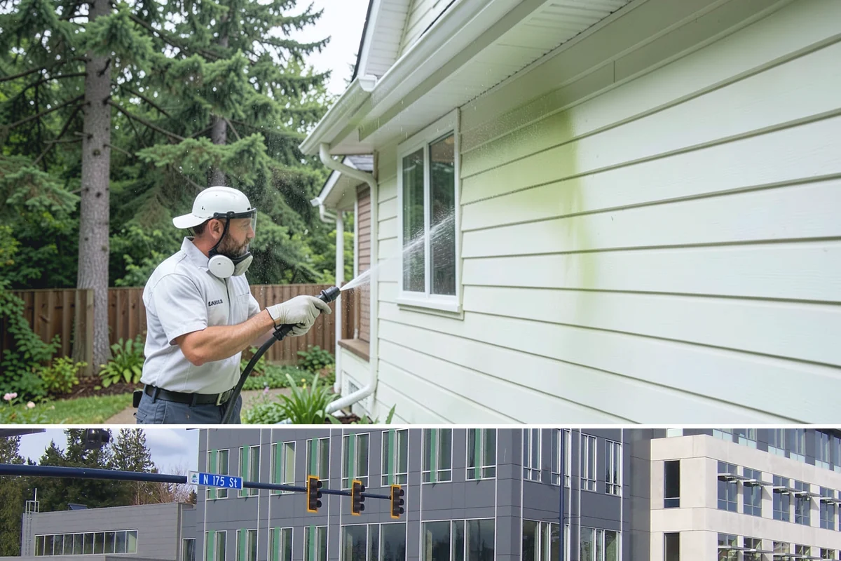 Slate Roof Cleaning in Shoreline, King County, WA - Dry summer conditions provide the stable, low-risk footing needed for safe slate cleaning.