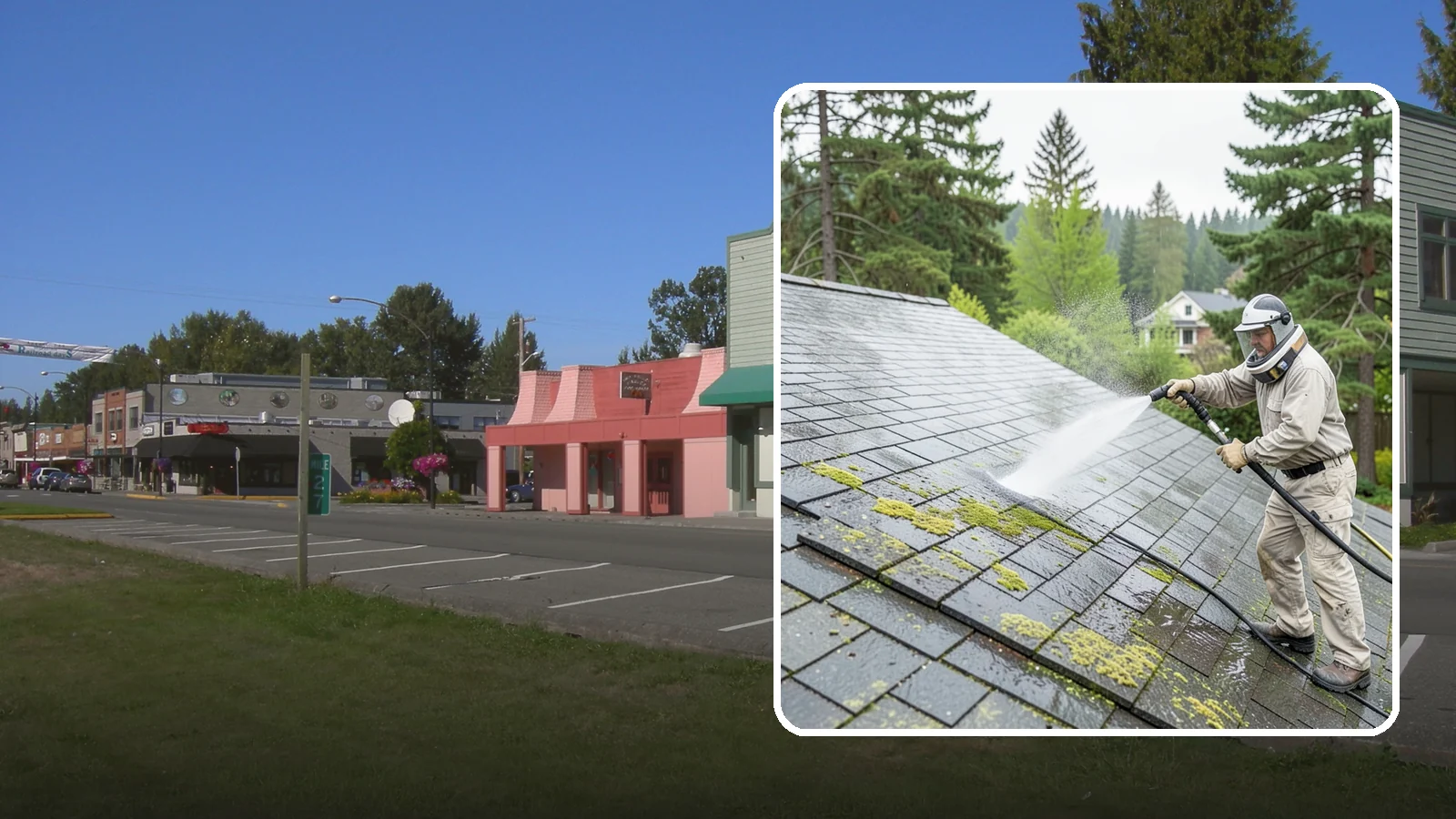 Slate Roof Cleaning in Snoqualmie, King County, WA - Meticulous cleaning of natural slate roofs that removes lichen and algae without damaging the stone or fasteners.