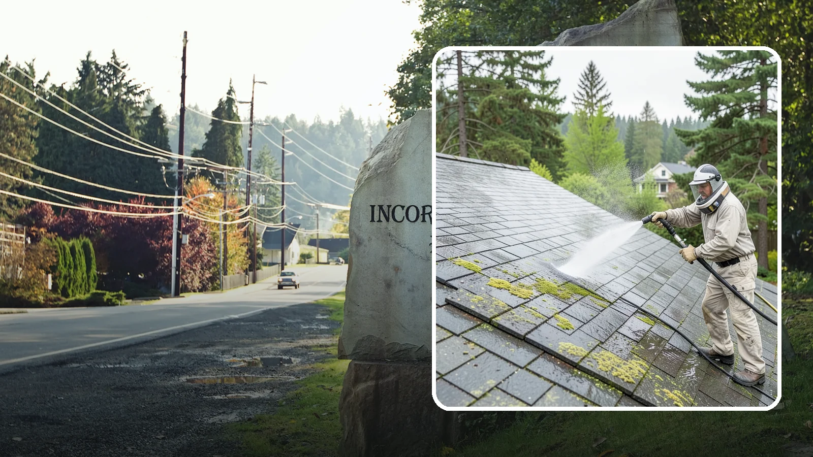 Slate Roof Cleaning in Wilkeson, Pierce County, WA - Meticulous cleaning of natural slate roofs that removes lichen and algae without damaging the stone or fasteners.