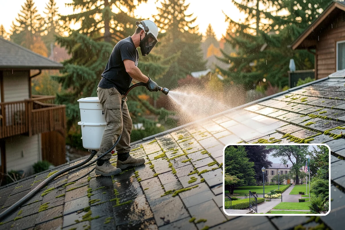 Slate Roof Cleaning in Woodinville, King County, WA - Removes lichen and algae without chipping or cracking slate