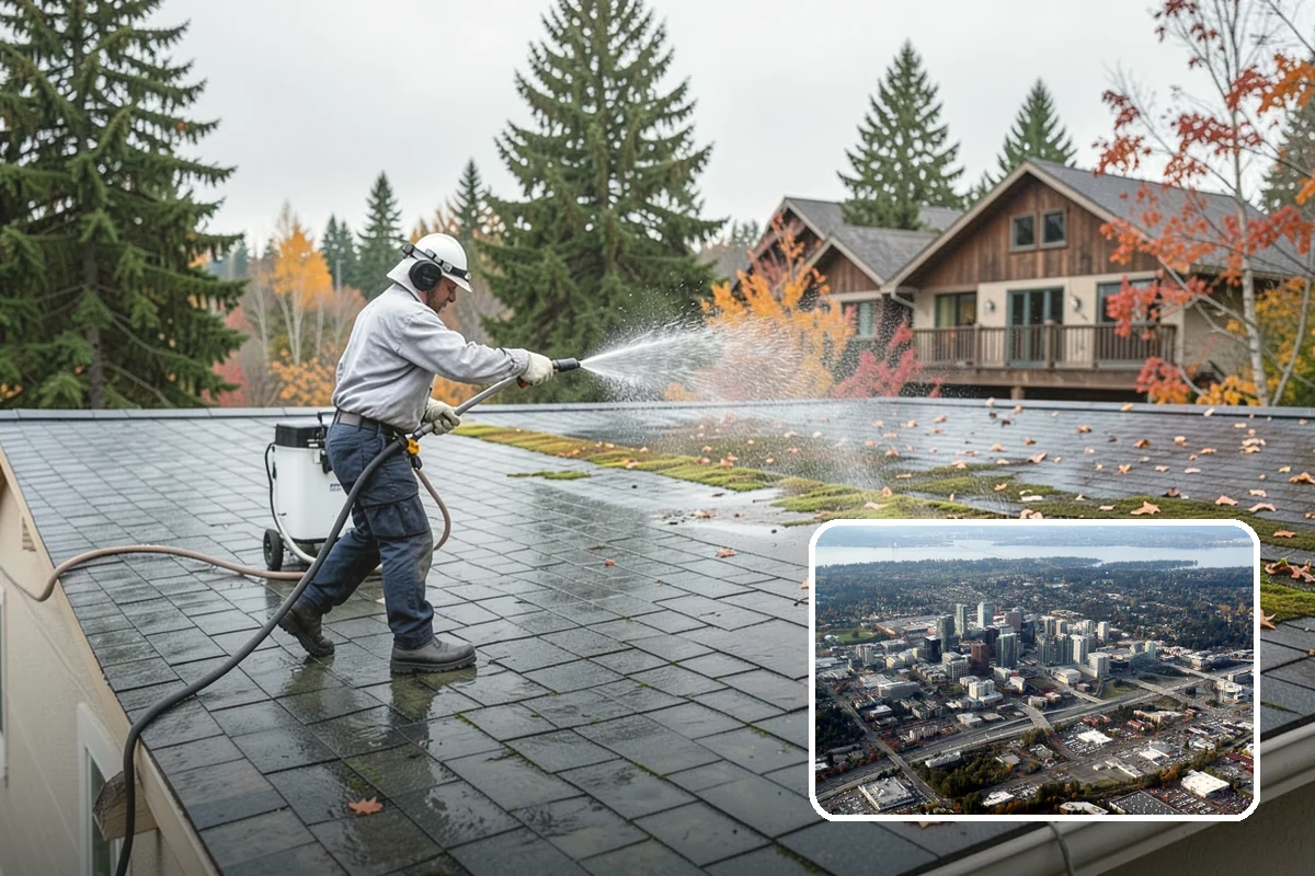 Soft Deck Washing in Bellevue, King County, WA - Cleans without splintering or furring the wood