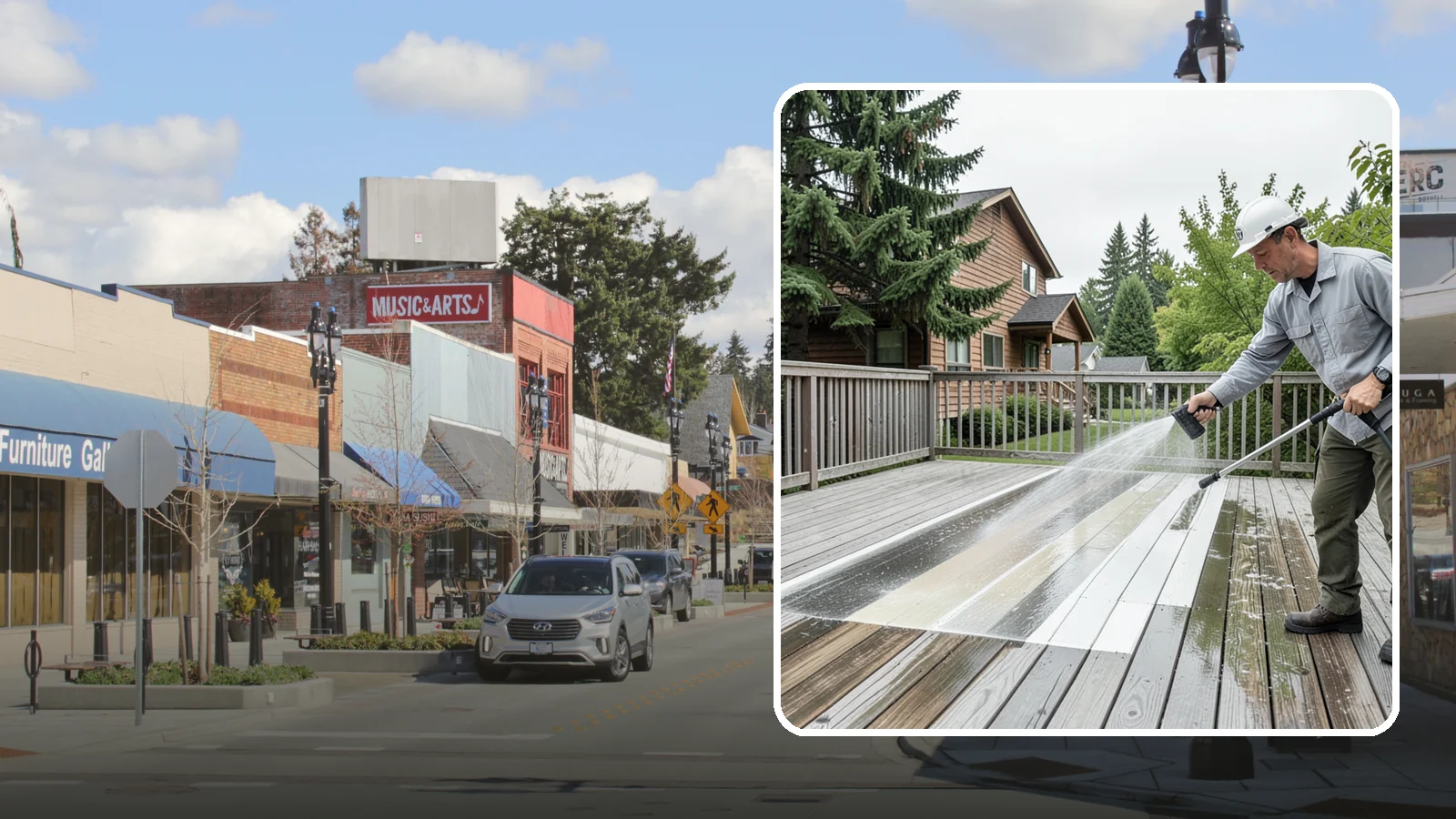 Soft Deck Washing in Bothell, King County, WA - Use low-pressure soft washing to clean delicate or aged decking without splintering the surface.