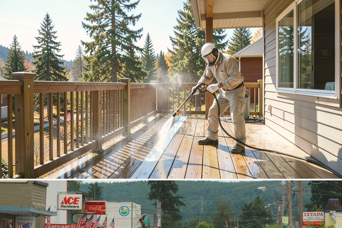 Soft Deck Washing in Carnation, King County, WA - Soft wash decks in warm, dry summer weather to allow proper drying afterward.