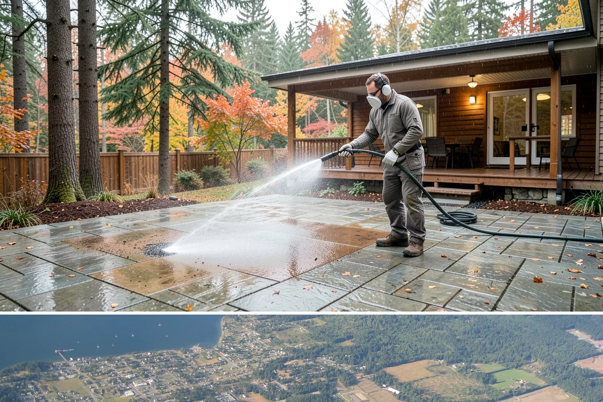 Soft Deck Washing in Coupeville, Island County, WA - Soft wash decks in warm, dry summer weather to allow proper drying afterward.