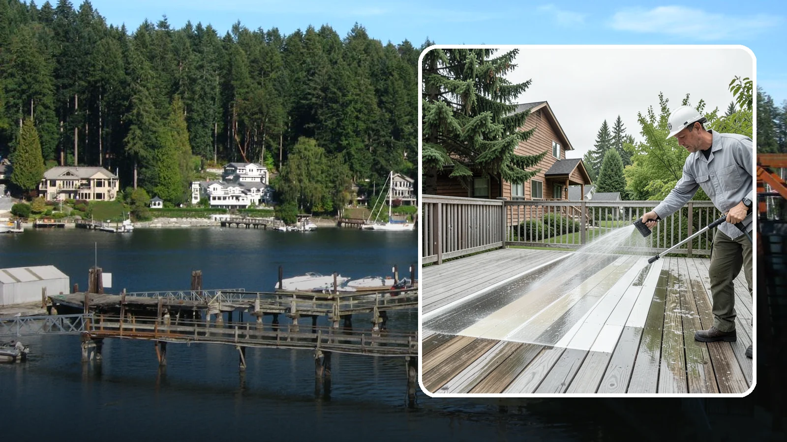 Soft Deck Washing in Gig Harbor, Pierce County, WA - Use low-pressure soft washing to clean delicate or aged decking without splintering the surface.