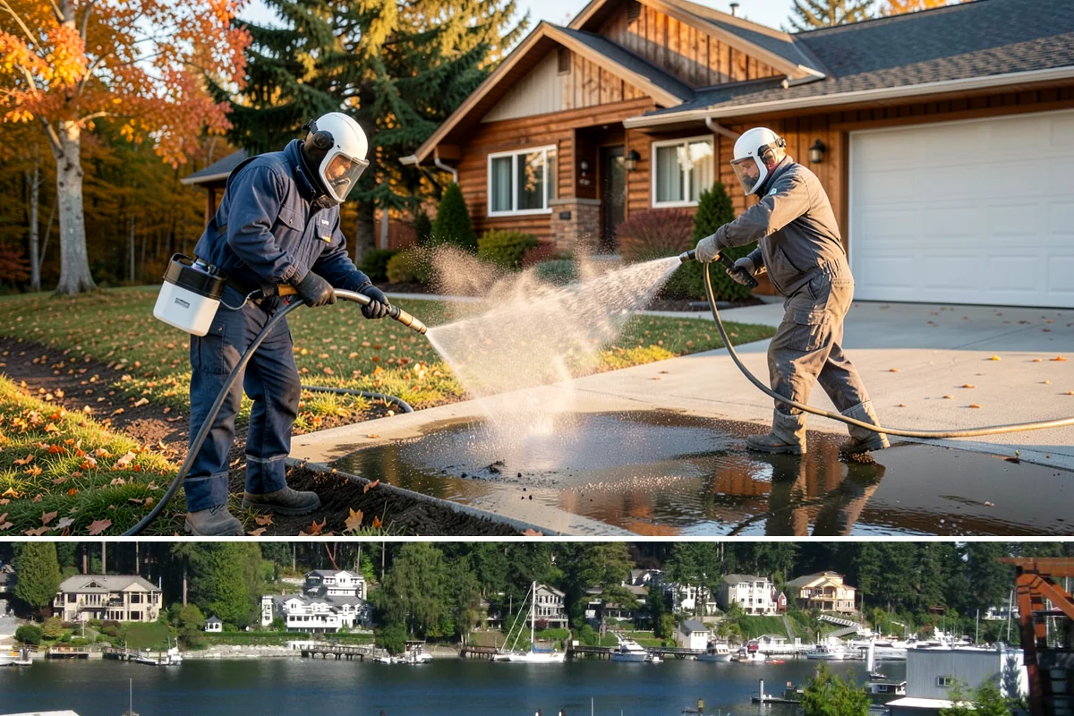 Soft Deck Washing in Gig Harbor, Pierce County, WA - Soft wash decks in warm, dry summer weather to allow proper drying afterward.