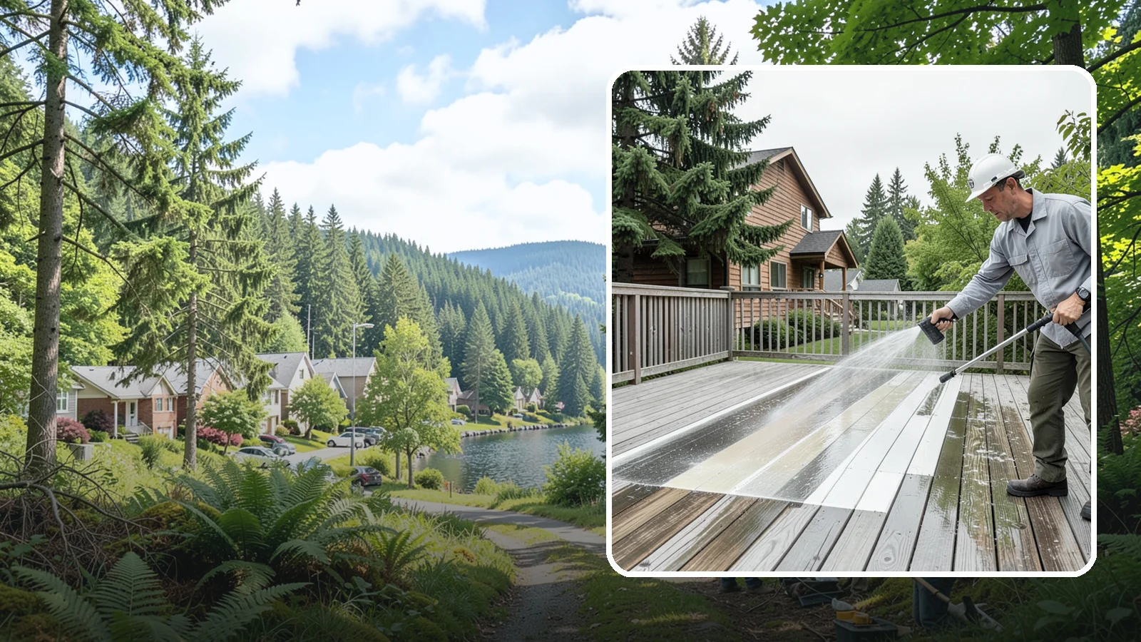 Soft Deck Washing in Lake Forest Park, King County, WA - Use low-pressure soft washing to clean delicate or aged decking without splintering the surface.