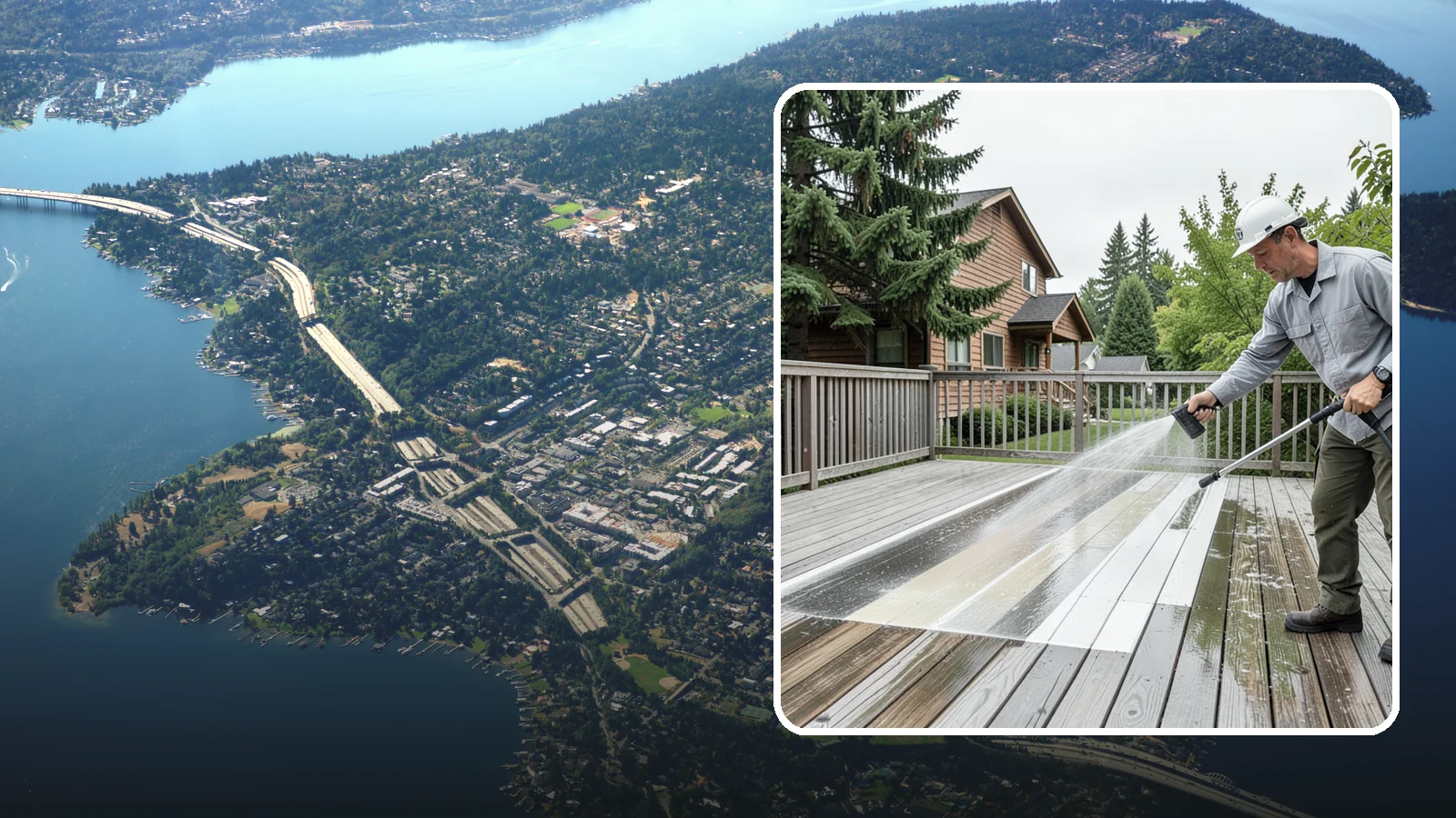 Soft Deck Washing in Mercer Island, King County, WA - Use low-pressure soft washing to clean delicate or aged decking without splintering the surface.